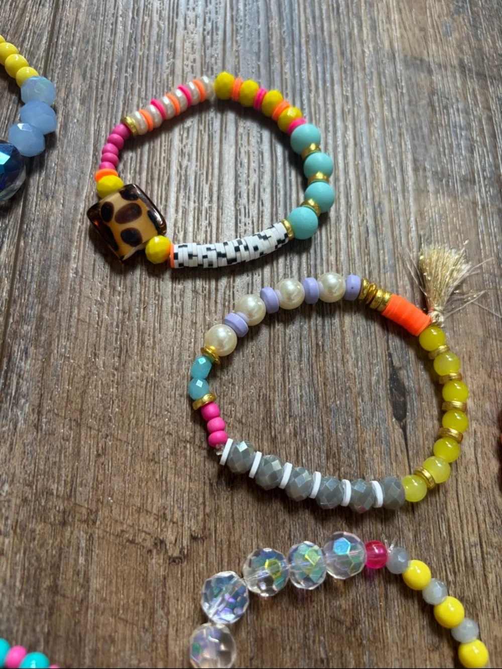 Fun and Flirty Colorful Beaded Stack Bracelet Set of Ten with Tassels - Picture 8 of 9